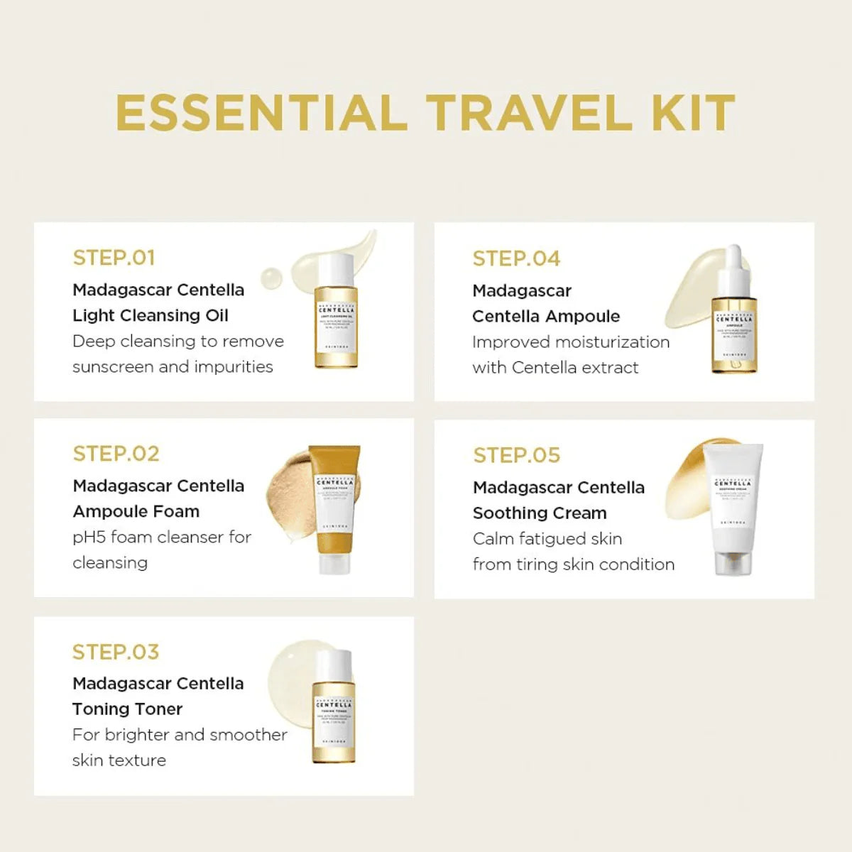 SKIN1004 Madagascar Centella Skin Care Travel Kit