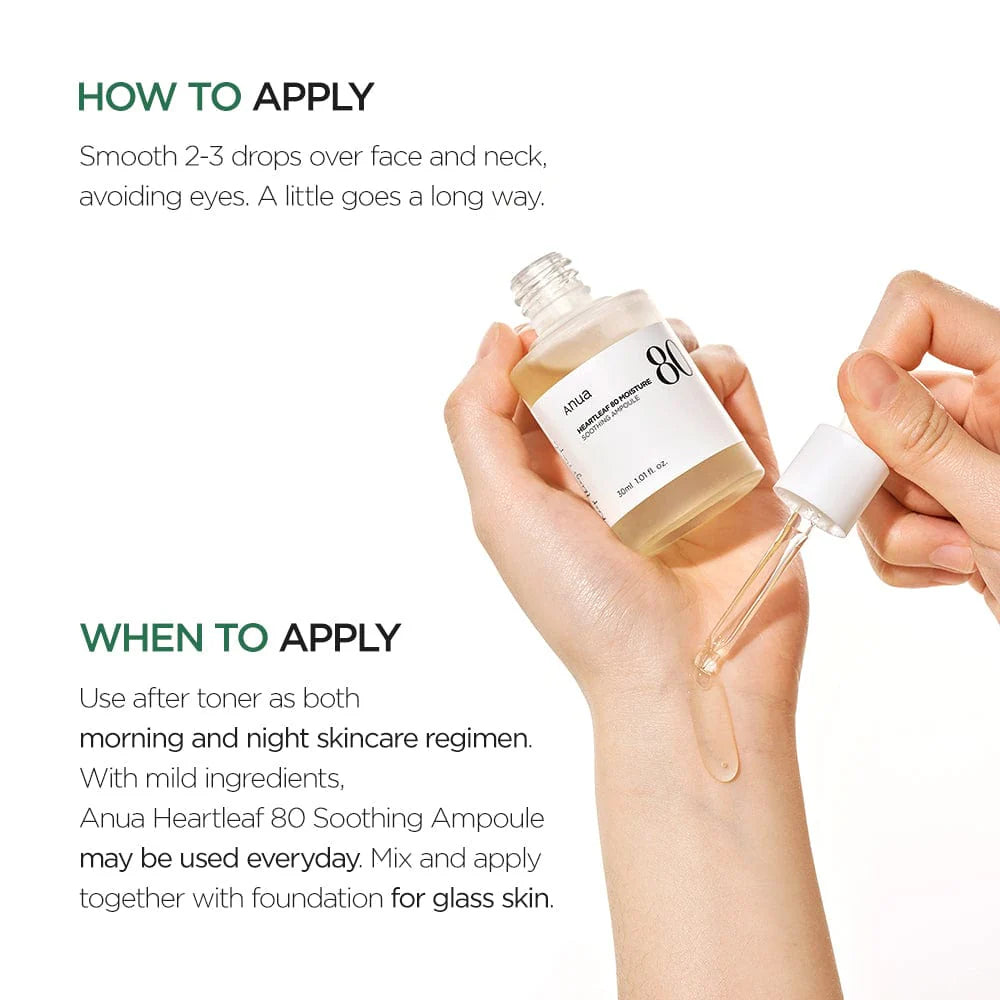 ANUA : Heartleaf 80% Moisture Soothing Ampoule