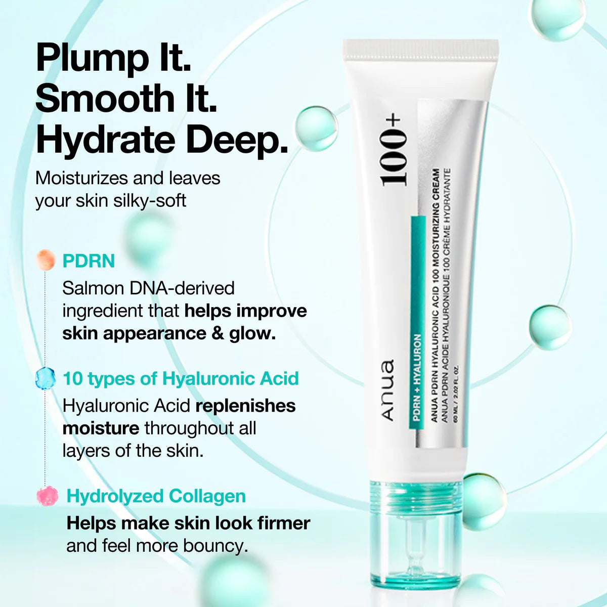 ANUA : PDRN Hyaluronic Acid 100 Moisturizing Cream 60ml