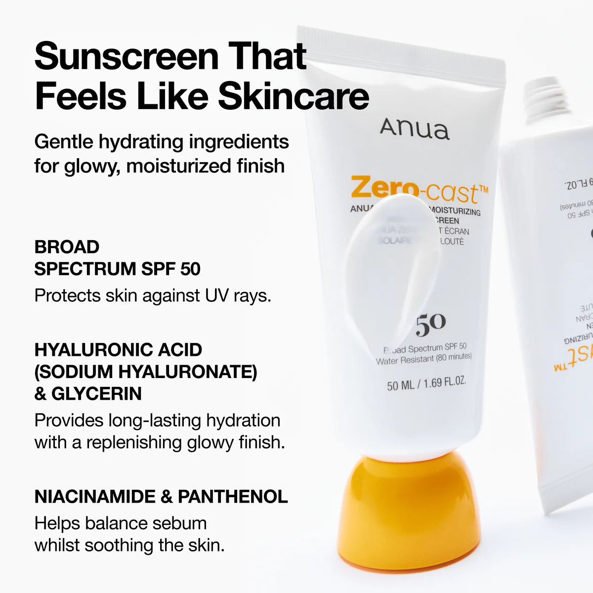 ANUA : Zero-cast Moisturizing Finish Sunscreen SPF 50